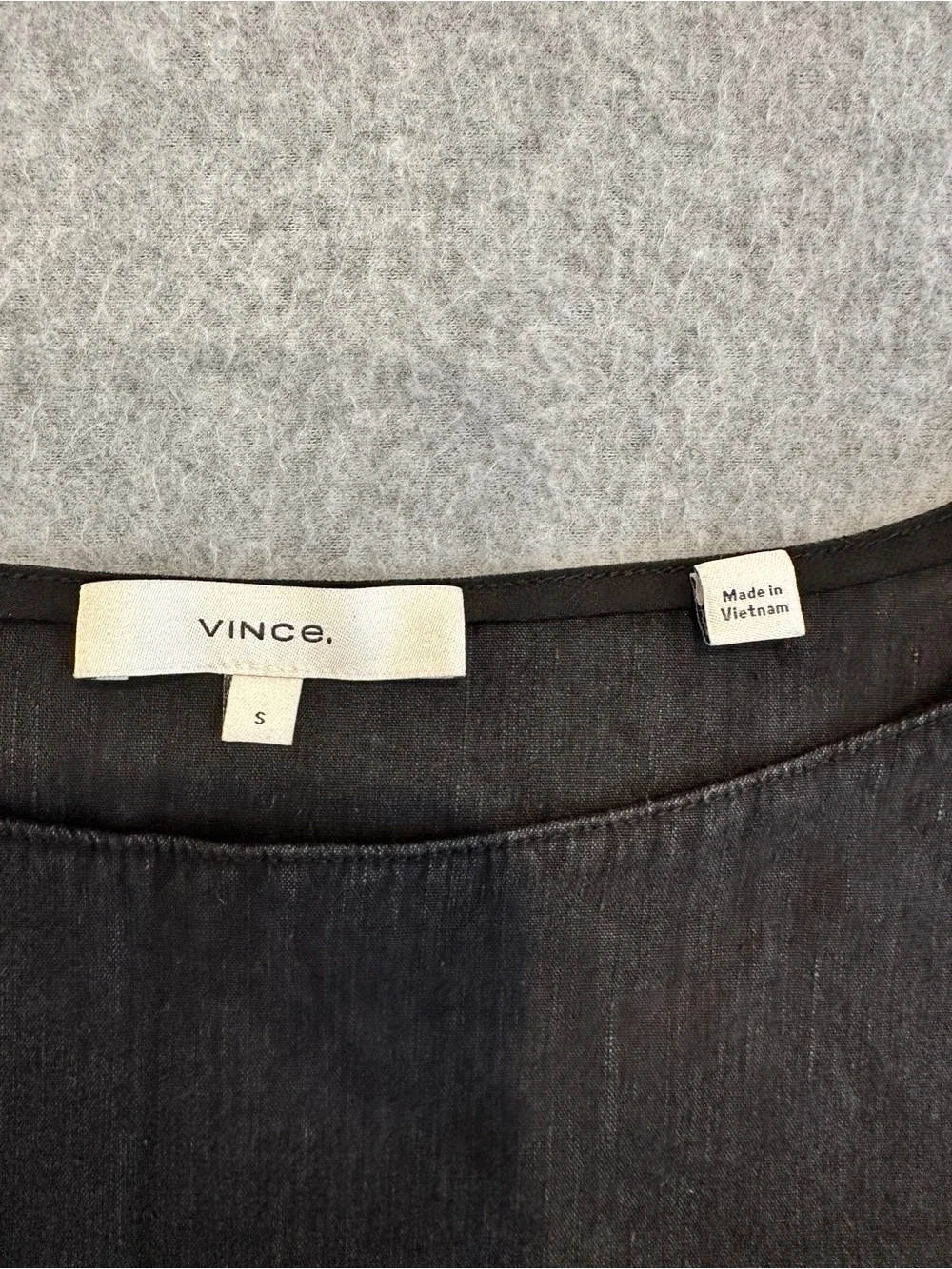 Vince Black Relaxed Short Sleeve Linen Blend Tee